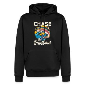 Chasse à la truite Le tournoi de pêche arc-en-ciel - Sweat à capuche Premium bio Homme - noir - Devant - Nico (187cm)