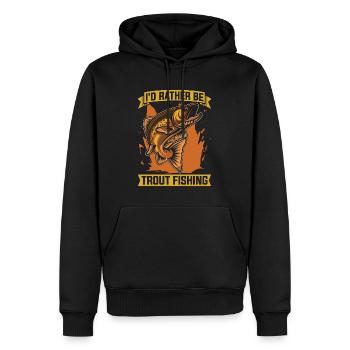 Pêche à la truite Je préfère être la pêche à la mouche à la truite - Sweat à capuche Premium bio Homme - noir - Devant - Nico (187cm)