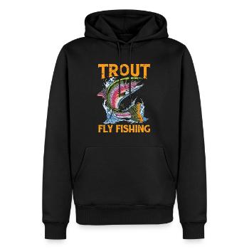 La pêche à la mouche à la truite aime la pêche sportive - Sweat à capuche Premium bio Homme - noir - Devant - Nico (187cm)