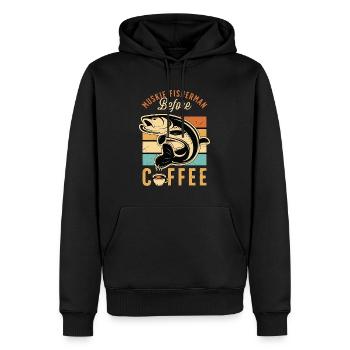 Pêcheur de maskinongé avant l’amateur de café de pêche musqué - Sweat à capuche Premium bio Homme - noir - Devant - Nico (187cm)
