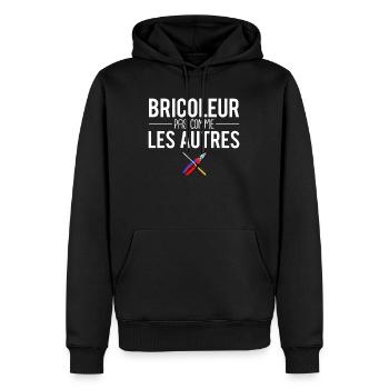 Bricoleur pas comme les autres réparer garage - Sweat à capuche Premium bio Homme - noir - Devant - Nico (187cm)