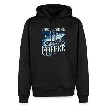 Bass Fishing Before Loves Fly Fishing Coffee Lover - Sweat à capuche Premium bio Homme - noir - Devant - Nico (187cm)