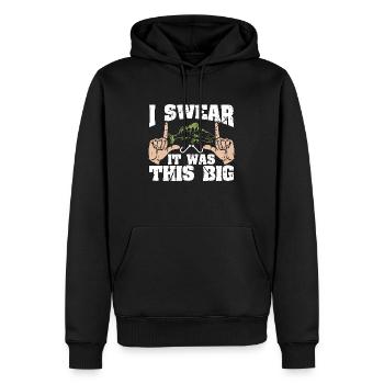 Pêche au doré Je jure que c’était un gros doré - Sweat à capuche Premium bio Homme - noir - Devant - Nico (187cm)