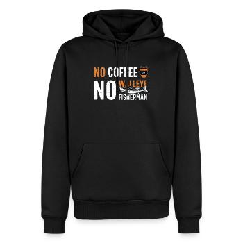 Pêcheur de doré Pas de café Pas de canne à pêche Café - Sweat à capuche Premium bio Homme - noir - Devant - Nico (187cm)