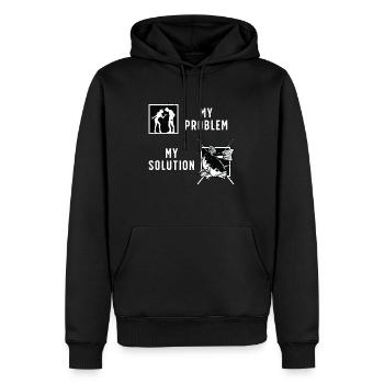 Pêcheur de doré Mon problème Mon pictogramme Papa Maman - Sweat à capuche Premium bio Homme - noir - Devant - Nico (187cm)