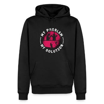 Pêcheur de truites Mon problème Mon pictogramme Maman Papa - Sweat à capuche Premium bio Homme - noir - Devant - Nico (187cm)