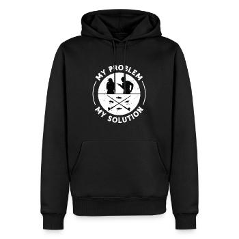 Pêcheur à la mouche Mon problème Mon pictogramme Maman Papa - Sweat à capuche Premium bio Homme - noir - Devant - Nico (187cm)