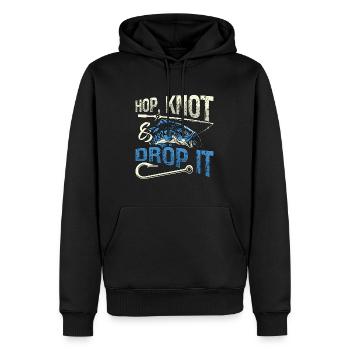 Fly Fishing Hop Knot & Drop Fishing Rod Fisherman - Männer Premium Bio Hoodie - Schwarz - Vorne - Nico (187cm)
