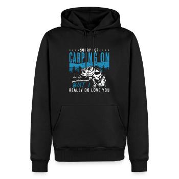 Pêche à la carpe Désolé pour Carping On Mais Pêcheur - Sweat à capuche Premium bio Homme - noir - Devant - Nico (187cm)
