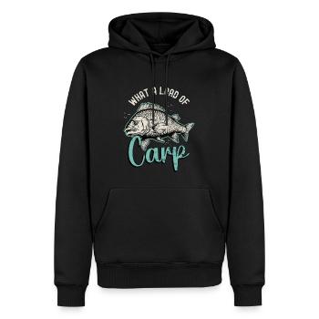Pêche à la carpe Quelle est la charge du matériel de pêche à la carpe - Sweat à capuche Premium bio Homme - noir - Devant - Nico (187cm)