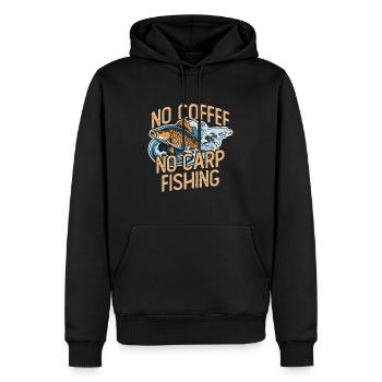 Pêcheur de carpes sans café Canne à pêche amateur de café - Sweat à capuche Premium bio Homme - noir - Devant - Nico (187cm)