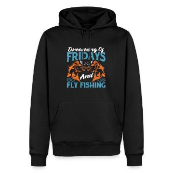 Pêche à la mouche Rêver Des Vendredis Et De La Chasse Au Poisson - Sweat à capuche Premium bio Homme - noir - Devant - Nico (187cm)