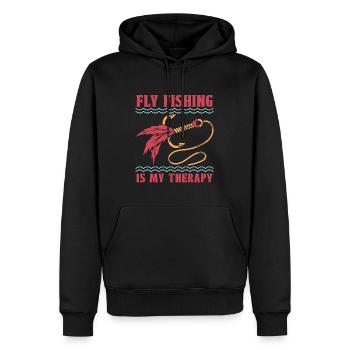 La pêche à la mouche est ma thérapie Pêcheur amateur de pêche - Sweat à capuche Premium bio Homme - noir - Devant - Nico (187cm)