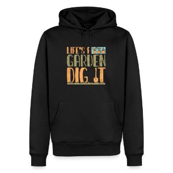 La vie de jardinier est un jardin Creusez-le Jardinage Plantation - Sweat à capuche Premium bio Homme - noir - Devant - Nico (187cm)