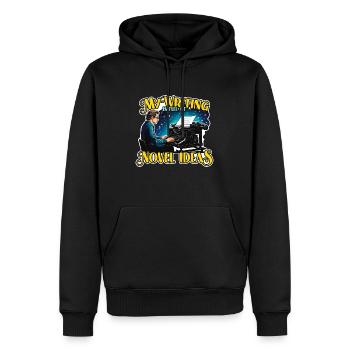 Mon écriture est pleine d’idées de romans Rédactrice de contenu - Sweat à capuche Premium bio Homme - noir - Devant - Nico (187cm)