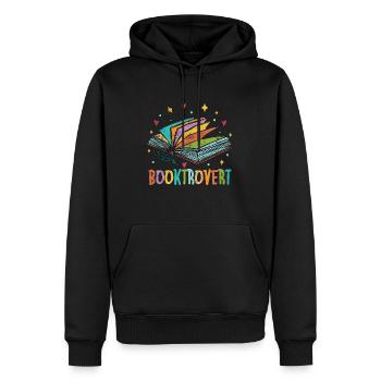 Lecture Booktrovert aime lire des livres Bibliothécaire - Sweat à capuche Premium bio Homme - noir - Devant - Nico (187cm)