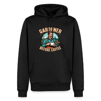 Gardener Before Coffee Loves Planting Coffee Lover - Men’s Premium Organic Hoodie - black - Front - Nico (187cm)