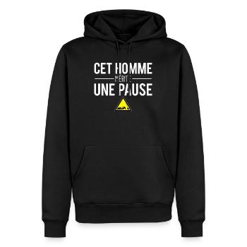 Cet homme mérite une pause travail humour - Sweat à capuche Premium bio Homme - noir - Devant - Nico (187cm)