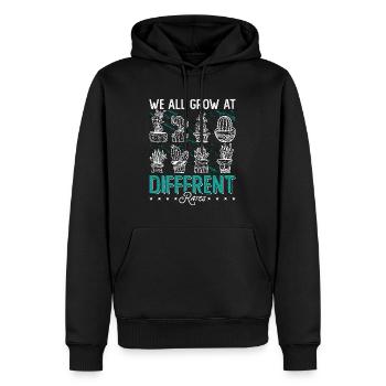 Jardinier Nous cultivons tous à des rythmes différents Jardinage - Sweat à capuche Premium bio Homme - noir - Devant - Nico (187cm)