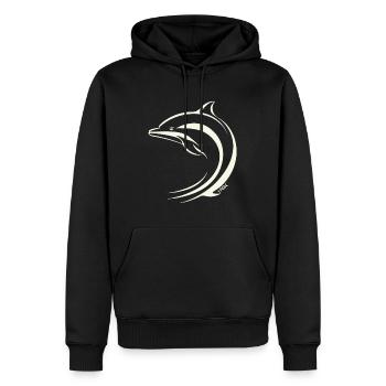 Dauphin minimal - Sweat à capuche Premium bio Homme - noir - Devant - Nico (187cm)