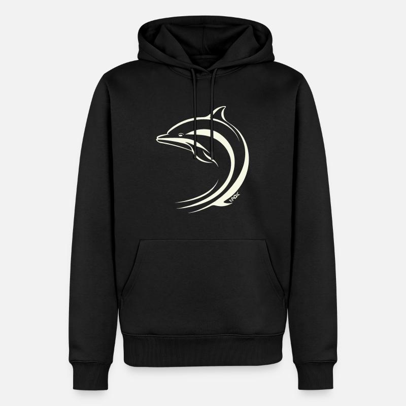 Minimal Delfin - Männer Premium Bio Hoodie - Schwarz