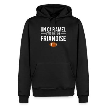 Un caramel c'est pas une friandise rugby humour - Sweat à capuche Premium bio Homme - noir - Devant - Nico (187cm)