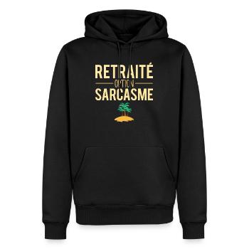 Retraité option sarcasme départ retraite humour - Sweat à capuche Premium bio Homme - noir - Devant - Nico (187cm)