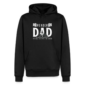 Reader Dad The Idol The Myth The Legend Bookworm - Men’s Premium Organic Hoodie - black - Front - Nico (187cm)