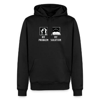 Lecteur Mon problème Ma solution Pictogramme Papa Maman - Sweat à capuche Premium bio Homme - noir - Devant - Nico (187cm)