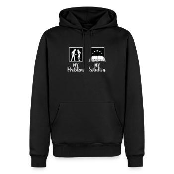 Lecteur Mon problème Ma solution Pictogramme Maman Papa - Sweat à capuche Premium bio Homme - noir - Devant - Nico (187cm)