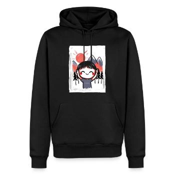 Enfant drôle et heureux dans la nature - Sweat à capuche Premium bio Homme - noir - Devant - Nico (187cm)