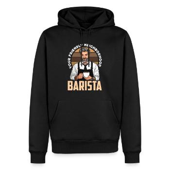 Barista Votre sympathique voisinage Café Préparation - Sweat à capuche Premium bio Homme - noir - Devant - Nico (187cm)