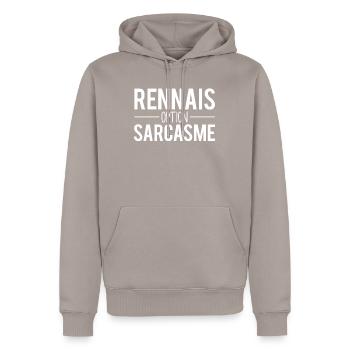 Rennais option sarcasme habitant rennes humour - Sweat à capuche Premium bio Homme - taupe - Devant - Nico (187cm)