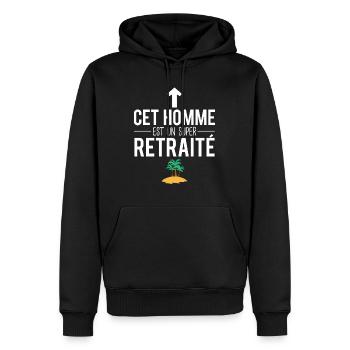 Cet homme est un super retraité départ retraite - Sweat à capuche Premium bio Homme - noir - Devant - Nico (187cm)
