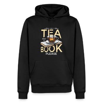 Thé chaud Une tasse de thé et un livre s’il vous plaît boisson chaude - Sweat à capuche Premium bio Homme - noir - Devant - Nico (187cm)