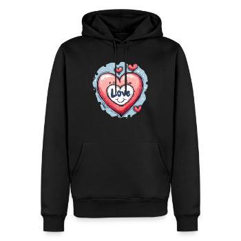 Cœur d’amour - Sweat à capuche Premium bio Homme - noir - Devant - Nico (187cm)