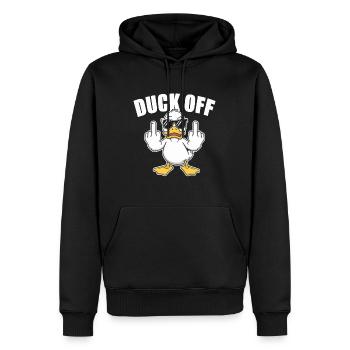 Duck Off Lustiges Enten Design - Männer Premium Bio Hoodie - Schwarz - Vorne - Nico (187cm)