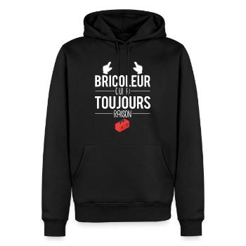 Bricoleur qui a toujours raison bricolage humour - Sweat à capuche Premium bio Homme - noir - Devant - Nico (187cm)