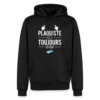 Plaquiste qui a toujours raison papa plaquiste - Sweat à capuche Premium bio Homme - noir - Devant - Nico (187cm)