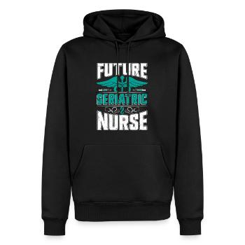 Futur infirmier gériatrique Soins infirmiers gérontologiques - Sweat à capuche Premium bio Homme - noir - Devant - Nico (187cm)