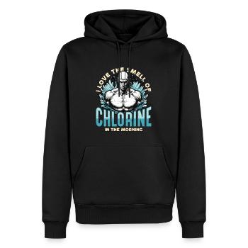 Nageur J’aime l’odeur du chlore Sports nautiques - Sweat à capuche Premium bio Homme - noir - Devant - Nico (187cm)