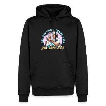Infirmière gériatrique Non, vous ne pouvez pas quitter Ama Soignant - Sweat à capuche Premium bio Homme - noir - Devant - Nico (187cm)