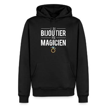Je suis bijoutier pas magicien cadeau bijoutier - Sweat à capuche Premium bio Homme - noir - Devant - Nico (187cm)
