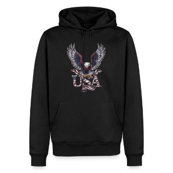 Patriotisches USA Adler Design - Männer Premium Bio Hoodie - Schwarz - Vorne - Nico (187cm)