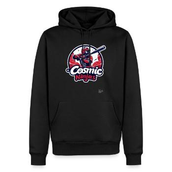 Kosmische Ninja Baseball-Crew - Männer Premium Bio Hoodie - Schwarz - Vorne - Nico (187cm)