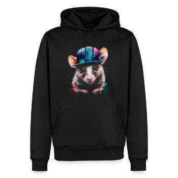 Opossum Snapback Cap Cool Tier Design Print - Men’s Premium Organic Hoodie - black - Front - Nico (187cm)