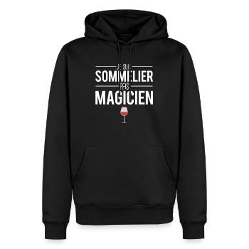 Je suis sommelier pas magicien métier vin humour - Sweat à capuche Premium bio Homme - noir - Devant - Nico (187cm)