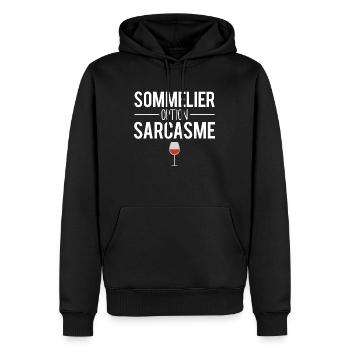 Sommelier option sarcasme blague sommelier - Sweat à capuche Premium bio Homme - noir - Devant - Nico (187cm)