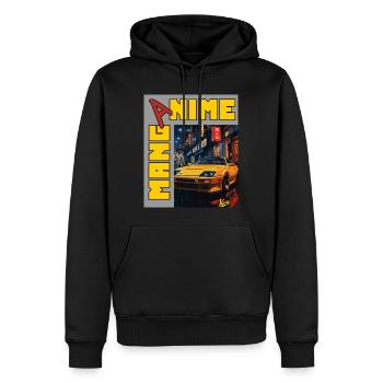 Manga Anime JDM Voiture de course de rue des années 90 - Sweat à capuche Premium bio Homme - noir - Devant - Nico (187cm)