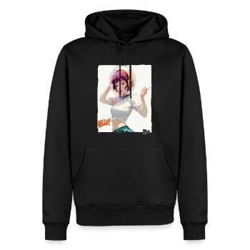Drôle d’astronaute dit bonjour - Sweat à capuche Premium bio Homme - noir - Devant - Nico (187cm)